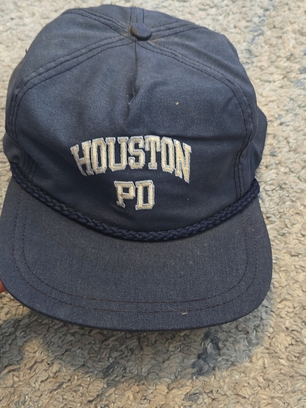 Vintage Houston PD Rope Hat Snapback Cap Pro-Line Made in USA Navy Blue HPD 90s